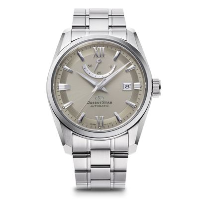 Orient Star Contemporary Stone Grey Men&#39;s Automatic Watch RE-AU0110N 38.5mm 100m WR anti-reflective sapphire crystal steel strap