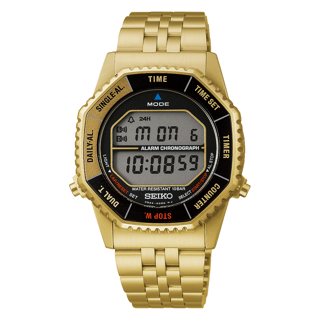 Seiko SBJG024 “Space Brothers” Limited Edition Digital Watch - Hibito Nanba Gold 37.0 mm x 43.5 mm x 10.6 mm JDM (Japanese Domestic Market)