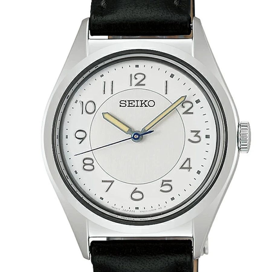 Seiko Selection SSEH029 The Steady White  31mm JDM Women's Watch – Quartz, Silver Dial, and Black Leather Strap JDM (Japanese Domestic Market)