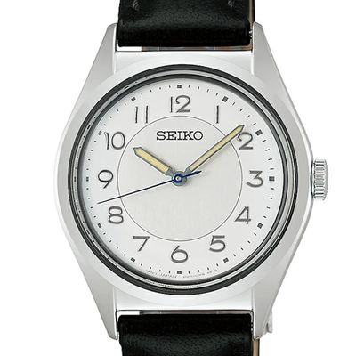 Seiko Selection SSEH029 The Steady White  31mm JDM Women's Watch – Quartz, Silver Dial, and Black Leather Strap JDM (Japanese Domestic Market)