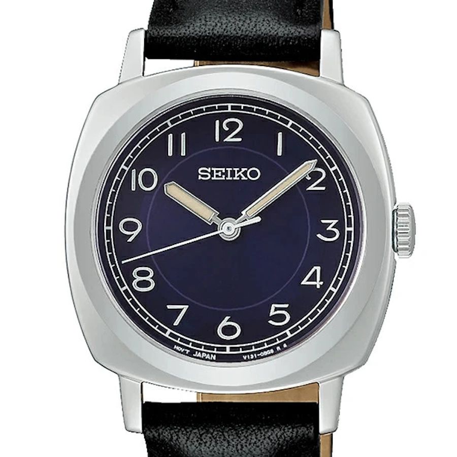 Seiko Selection Solar The Steady Navy Women's Watch STPX103 JDM 30.2mm Navy Blue and Cushion Case with JDM Leather Strap (Japanese Domestic Market)