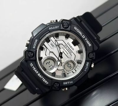 Casio AEQ-120W-7A men's sports watch 53.3 × 52.2 × 16.8 mm 100m WR World Time 10-year battery 3 alarms