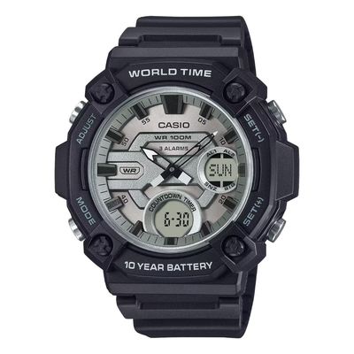 Casio AEQ-120W-7A men's sports watch 53.3 × 52.2 × 16.8 mm 100m WR World Time 10-year battery 3 alarms