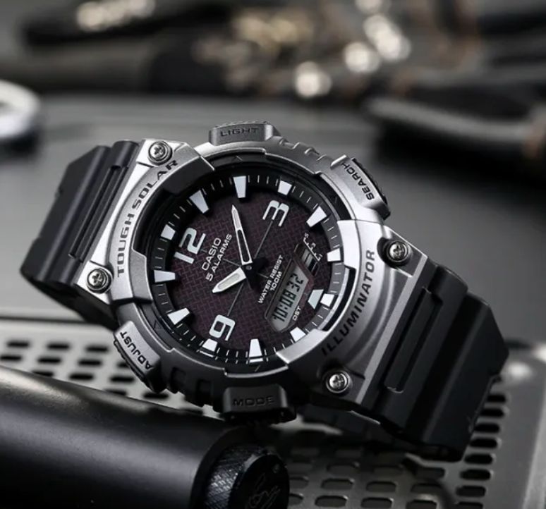 Casio AQ-S810W-1A4V Casio solar watch sports rubber band silver gun bezel world time