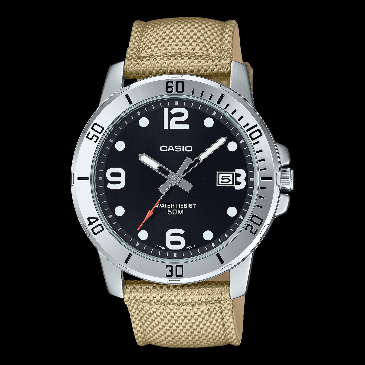 Casio MTP-VD01C-5BV men's sports watch 49 × 45 × 10.3 mm 50m WR fabric strap