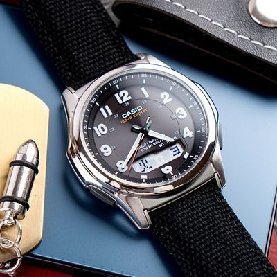 Solar Radio-Control Casio Wave Ceptor WVA-M630B-1AJF JDM 42.1MM Tough Solar Multi-Band 6 50M WR fabric strap JDM (Japanese domestic market)