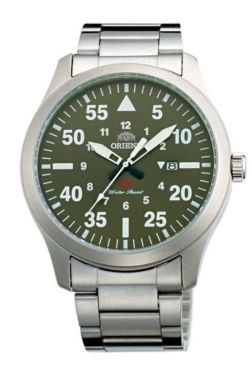 Reloj ORIENT "Flight" Quartz Watch FUNG2001F dial verde 42mm correa de acero reloj aviador hombre