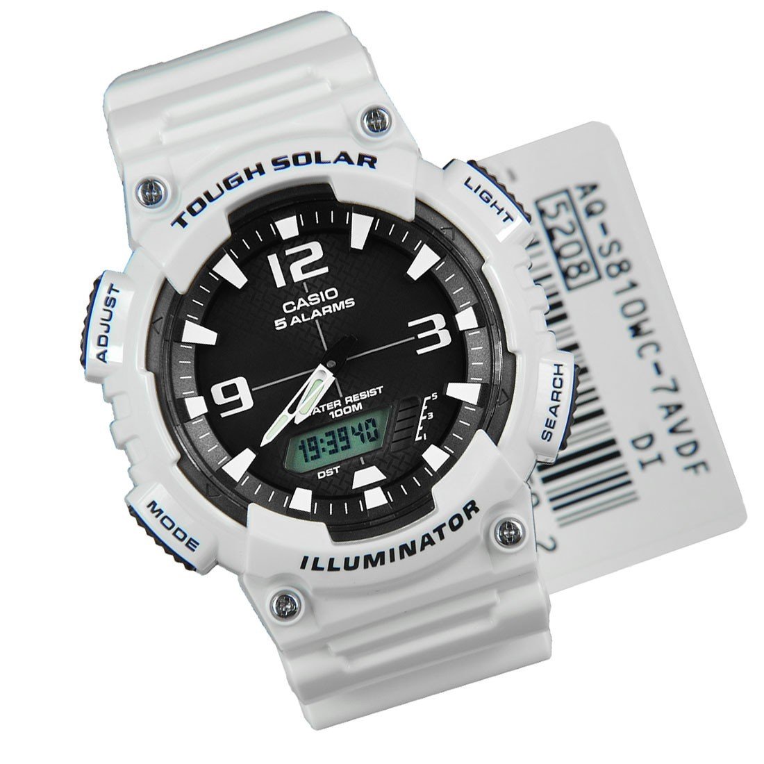 reloj deportivo hombre Casio Tough Solar AQ-S810WC-7A 5 alarmas correa resina 100m water resist