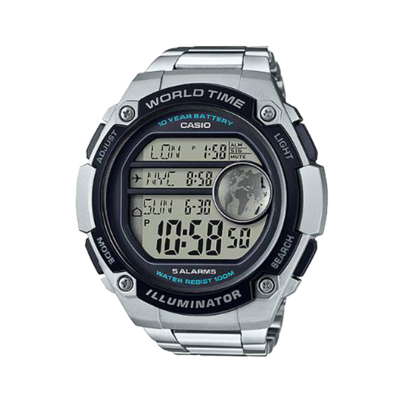 Watch  Casio AE-3000WD-1A hora mundial - 10 años batería - 3 horas simultáneas