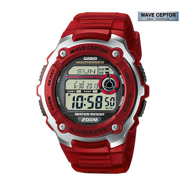 reloj hombre radiocontrol Casio Men's WV-200A-4A WaveCeptor Red Watch