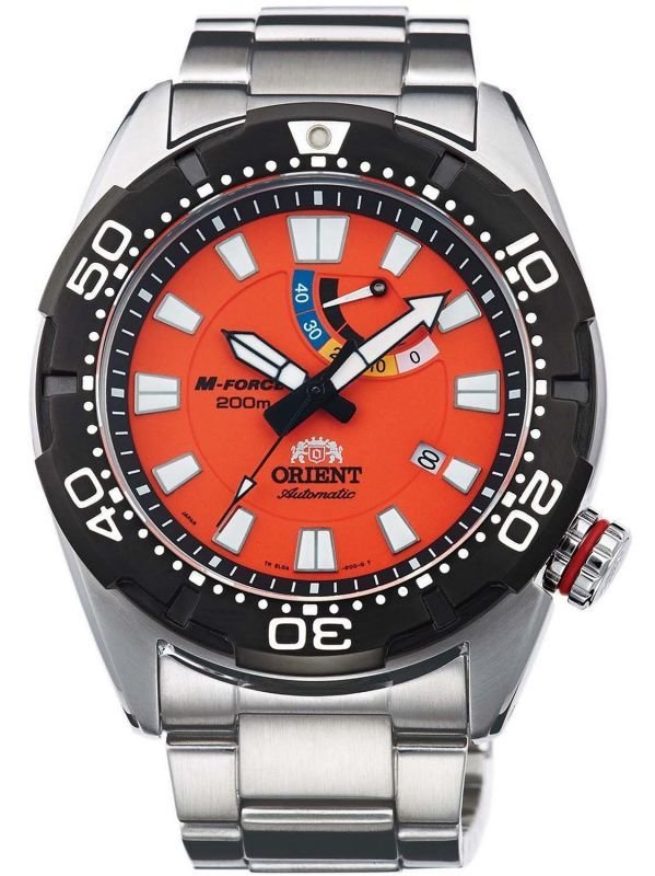 Reloj hombre ORIENT M-FORCE "Bravo" Diving Sports Automatic Power Reserve 200M SEL0A003M cristal zafiro