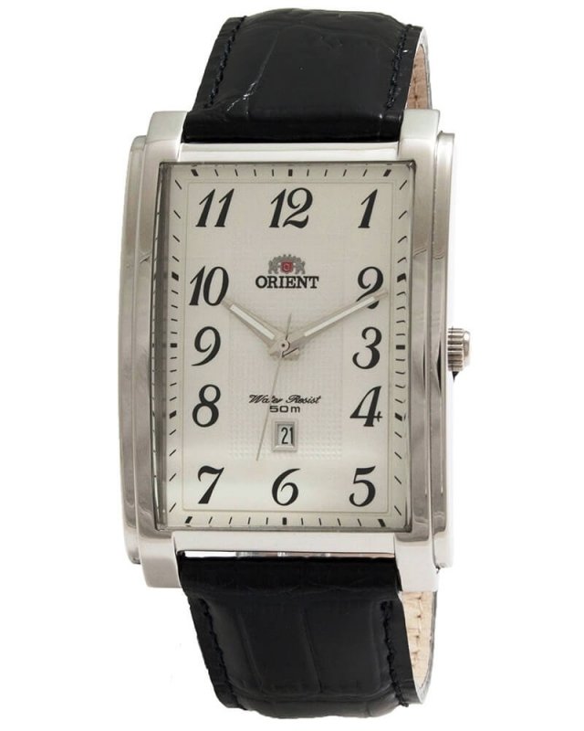 reloj hombre Orient FUNED004W caja rectangular blanca correa cuero
