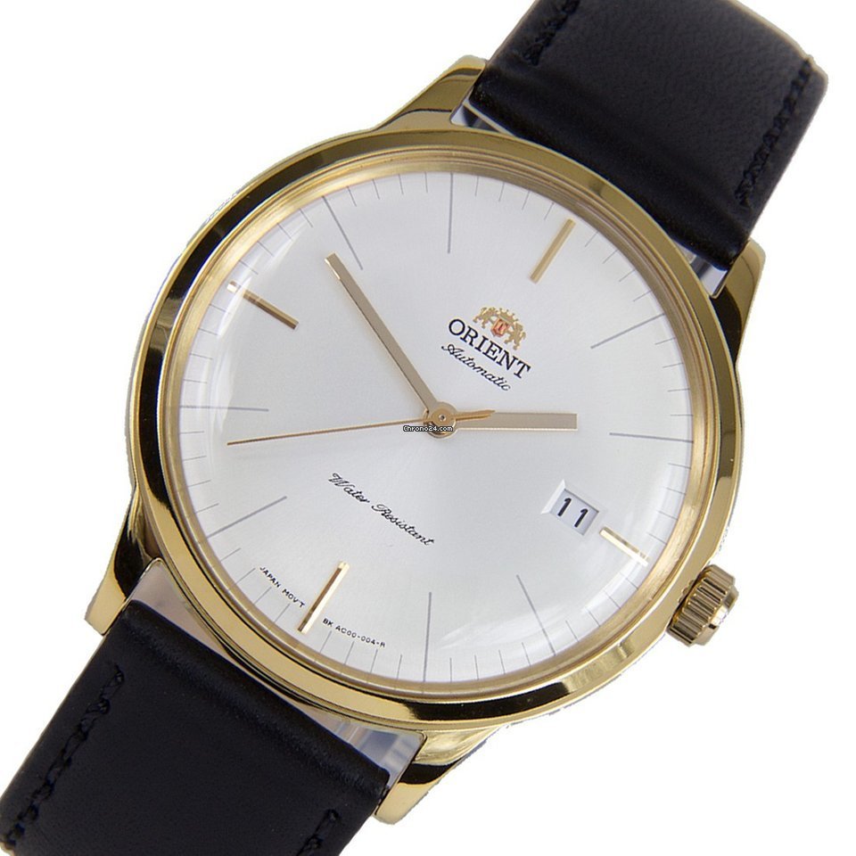Reloj hombre automático Orient BAMBINO FAC0000BW dial blanco 40.5mm (admite cuerda manual) dorado correa cuero