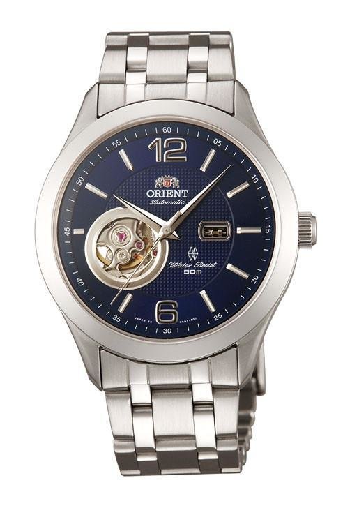 reloj hombre automático Orient Skeleton FDB05001D cristal zafiro dial azul correa acero