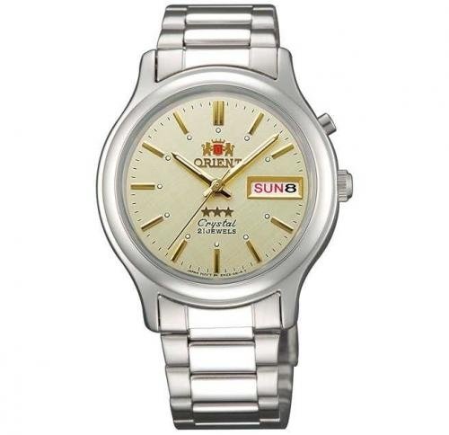 Reloj hombre automático Orient 3 Star FEM02021C plateado beige corra acero