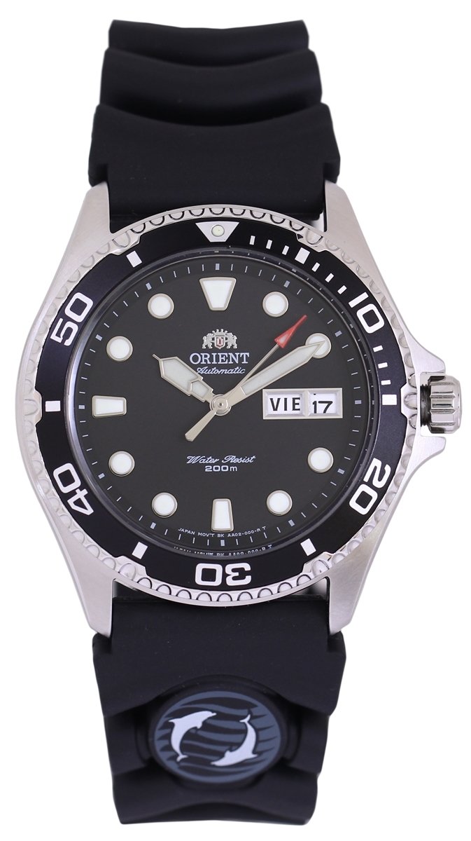 Reloj de buceo hombre automático Orient Mako Ray II FAA02007B dial negro 41.5mm correa goma 200m water resist