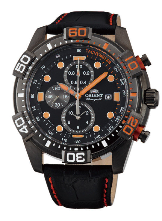 Reloj hombre deportivo Orient FTT16003B Chrono correa piel