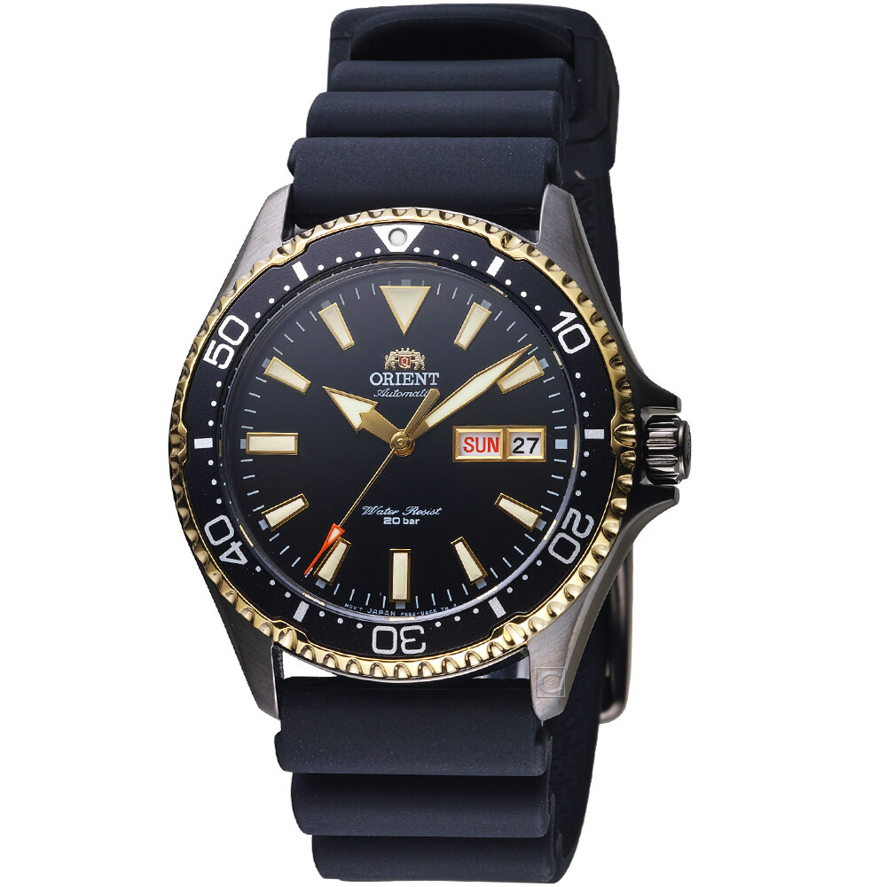Orient Kamasu RA-AA0005B automatic divers men's watch rubber band 200m WR sapphire crystal