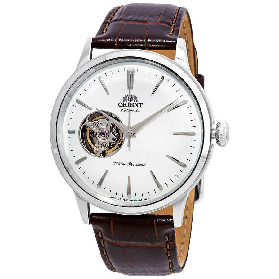 Orient Automatic Men's Watch RA-AG0002S silver dial 40.5mm Open Heart leather strap