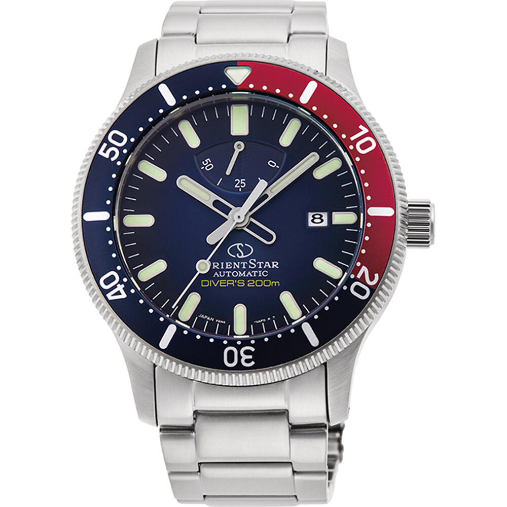 Reloj automático hombre Orient Star Sports RE-AU0306L dial azul "pepsi" correa acero cristal zafiro anti-reflejo 200m