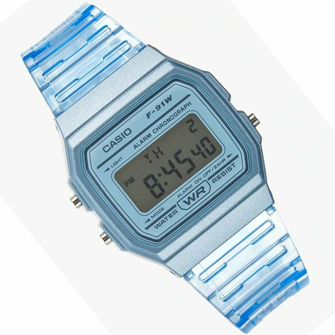 Reloj Clásico Vintage Informal Casio F-91WS-2 Azul correa resina 7 años batería alarma cronómetro