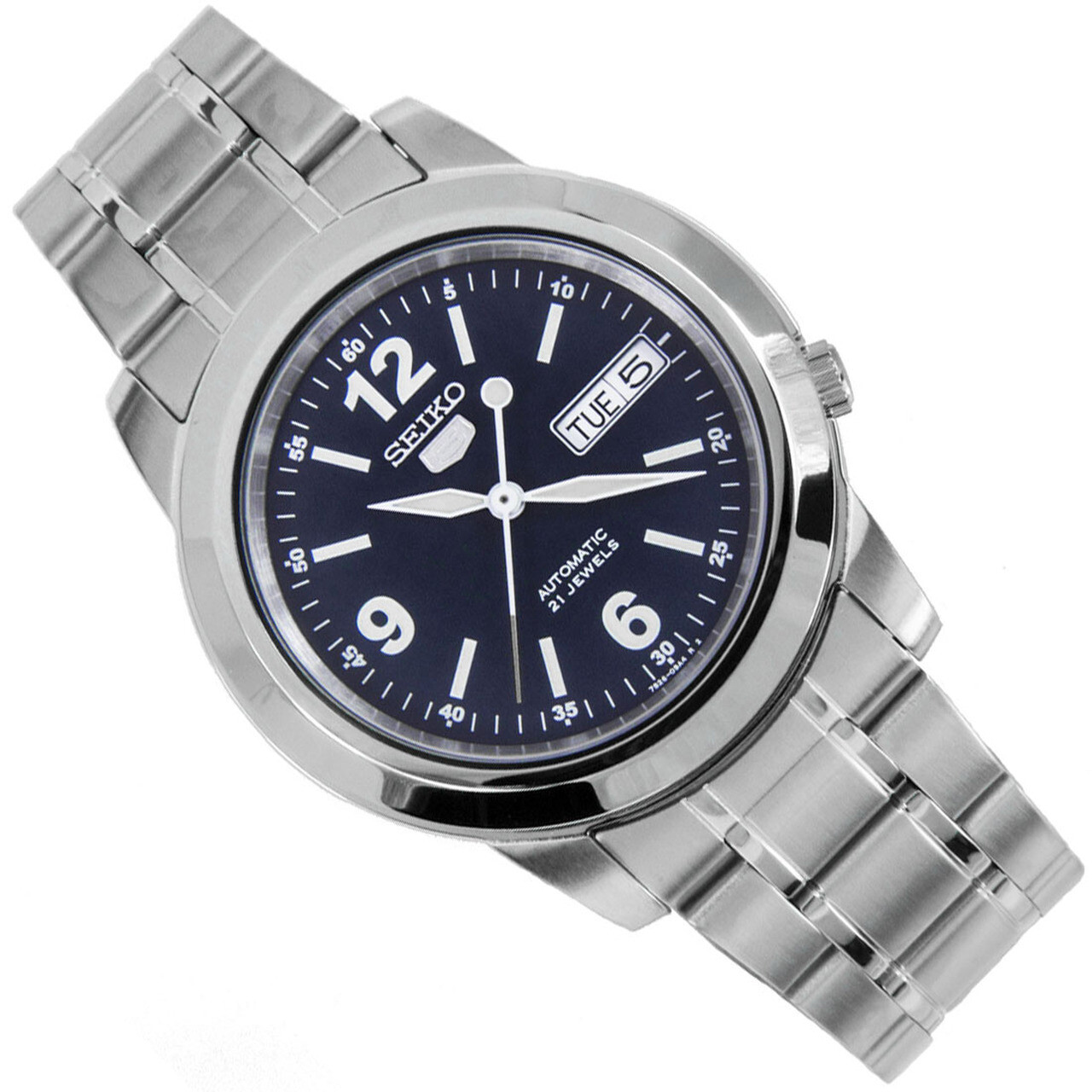 Seiko 5 SNKE61K1 men's automatic watch, blue dial, 37mm steel strap