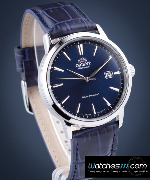 Men's Automatic Watch Orient Bambino Simphony RA-AC0F06L 41.6mm blue dial leather band