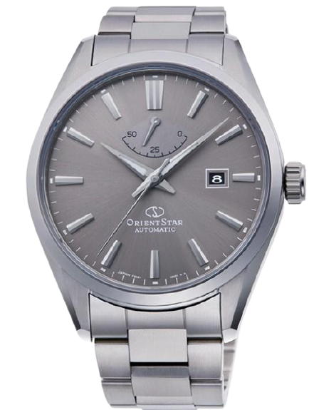 Orient Star RE-AU0404N automatic men's watch Power Reserve 50h sapphire glass gray dial stainless steel bracelet
