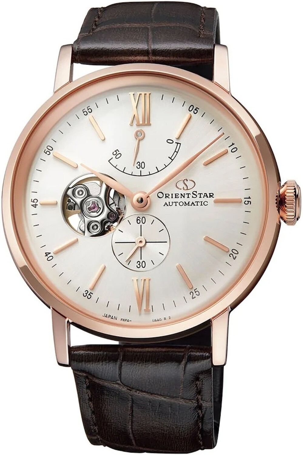 Men's automatic Orient Star RE-AV0001S rose gold sapphire crystal leather strap Power Reserve 50H RE-AV0001S00B
