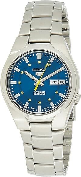 Seiko 5 SNK615K1 automatic men's watch blue dial 37mm stainless steel bracelet