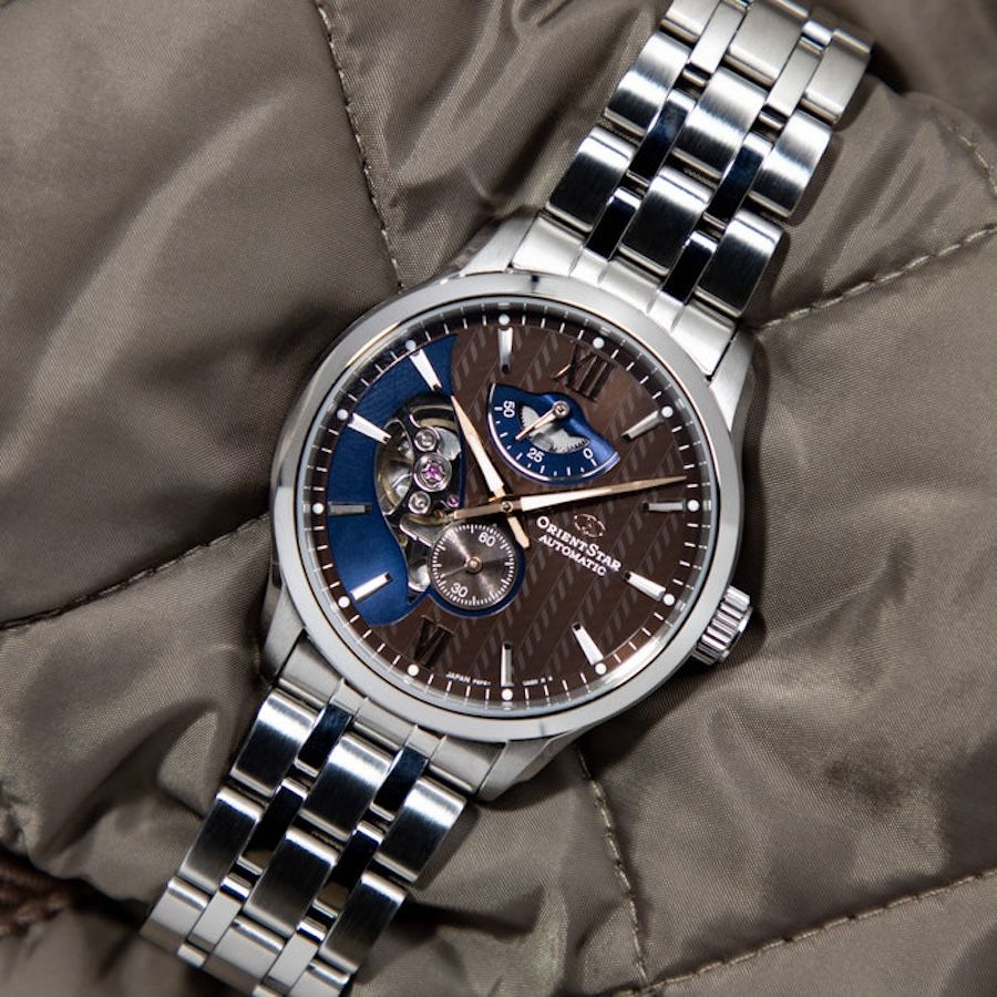 Orient Star RE-AV0B02Y automatic men's watch brown dial 41mm 50h Power Reserve Sapphire glass Anti-reflective coating glass Hand-hacking self-winding stainless steel bracelet 100m water resist