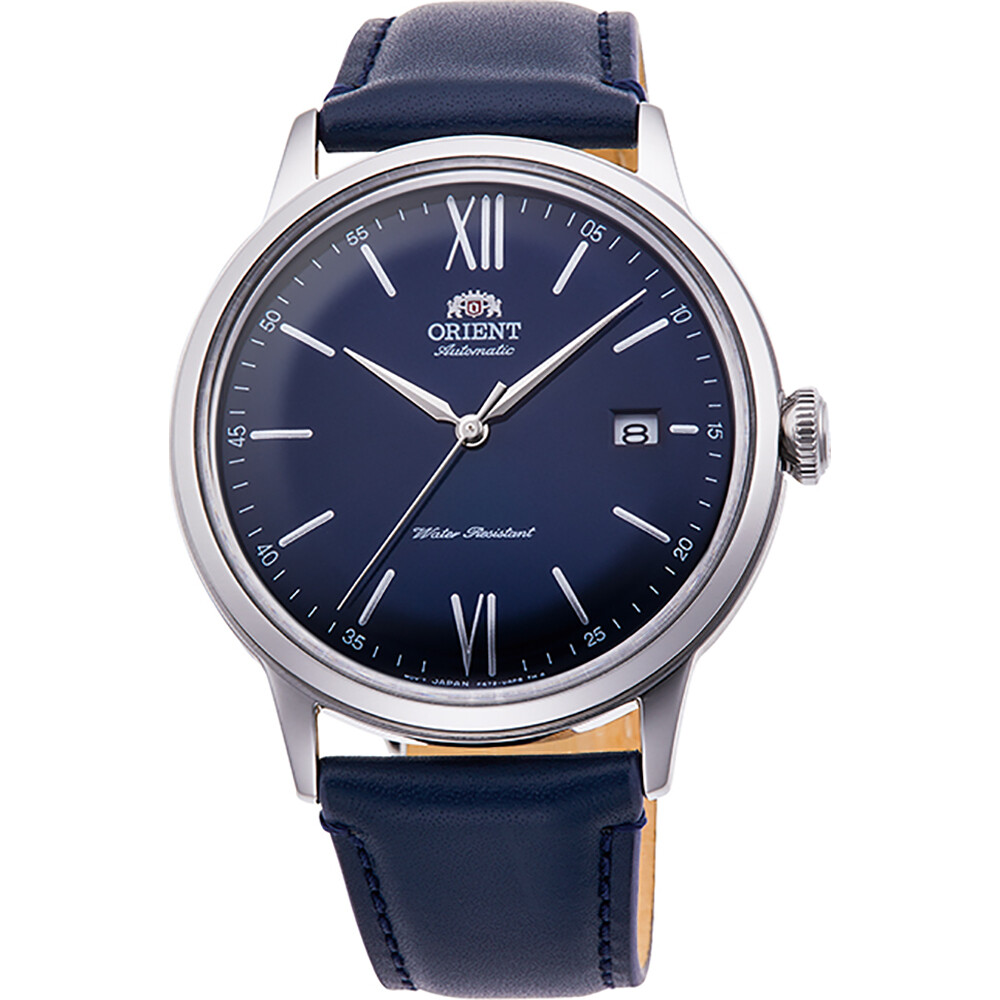 Orient Bambino RA-AC0021L automatic men's watch 40.5mm blue dial leather band Hand-hacking self-winding