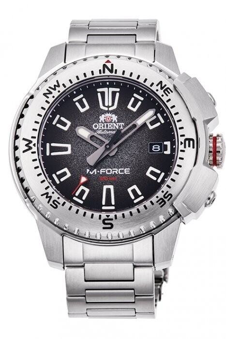 Orient M-Force RA-AC0N01B automatic divers men's watch black dial 45mm Sapphire glass stainless steel bracelet 200m water resist