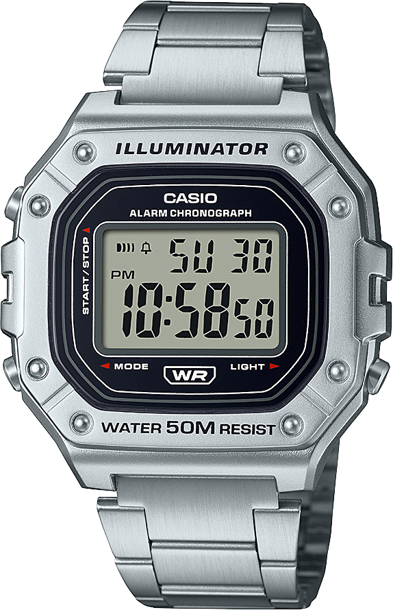 Reloj deportivo hombre Casio W-218HD-1AV Cronómetro Luz LED correa acero 50m Water Resist