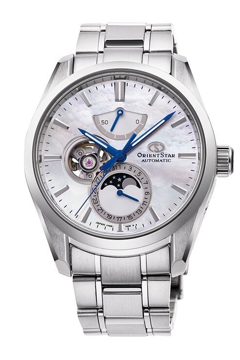 Orient Star RE-AY0005A automatic men’s watch Moon phase multicolor dial pearl pattern 41mm 50-Hour Power Reserve Indicator Sapphire glass Super Anti-Reflective Glass Coating stainless SUS316L steel bracelet 100m water resist Hand-winding Self-winding