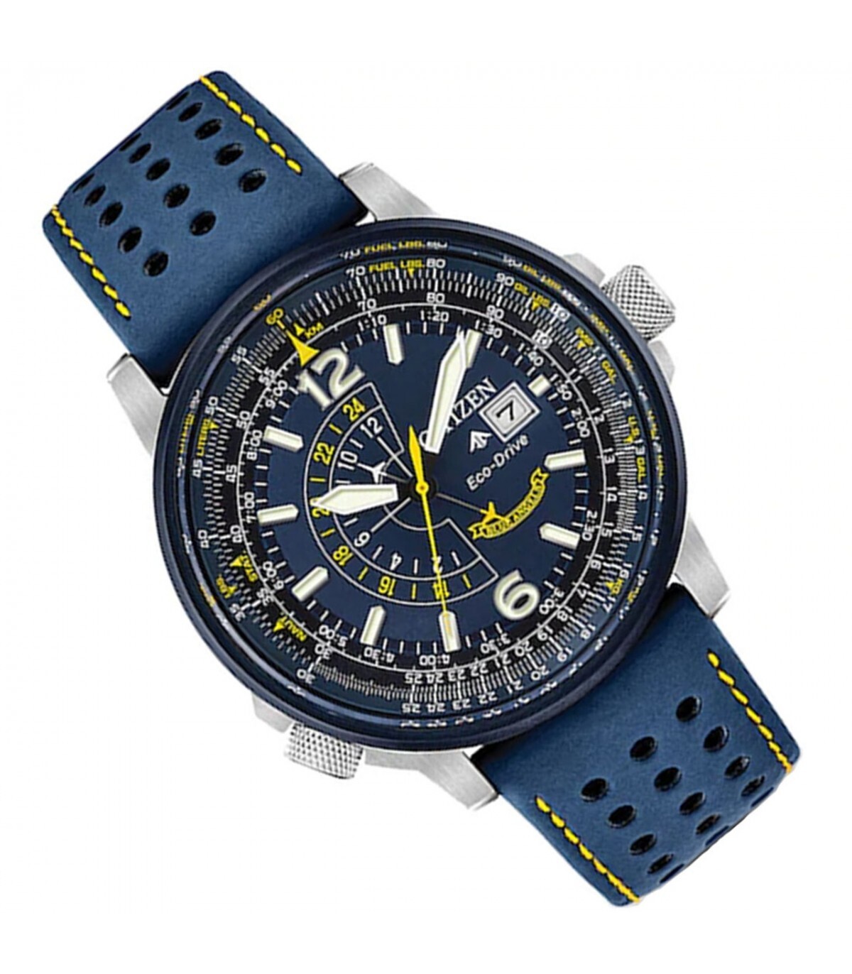 Reloj Aviador hombre Citizen Promaster Nighthawk Blue Angels BJ7007-02L dial azul 42mm correa de cuero 200m