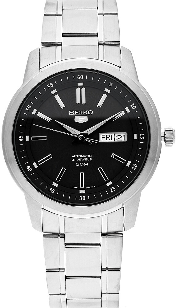 ​reloj automático hombre Seiko 5 SNKM87K1 dial negro 43mm correa de acero 50m