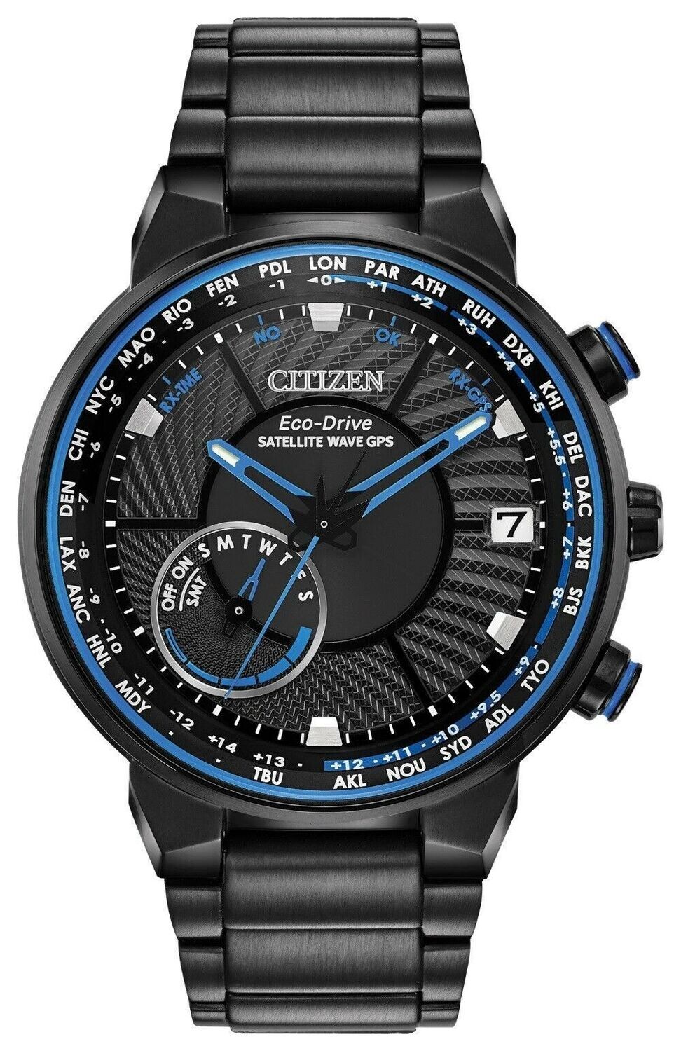 Citizen Ecodrive SATELLITE WAVE GPS FREEDOM CC3038-51E 44mm Perpetual Calendar Satellite Chrono World Time 100m water resist Stainless steel bracelet