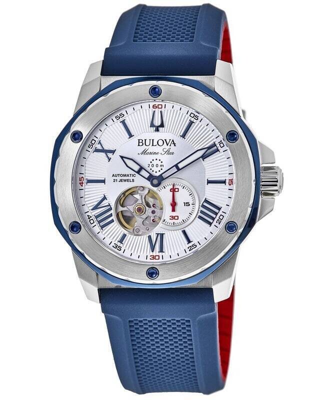 Bulova Marine Star 98A225 45mm 200m WR automatic men’s watch rubber band