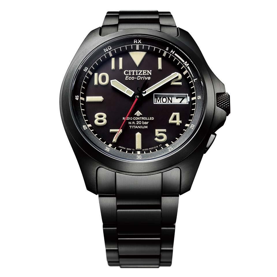 Citizen Promaster Land TITANIUM Radio-Control AT6085-50E  39mm Sapphire crystal anti-reflective Perpetual Calendar 200m WR Titanium case and brazalet Eco-Drive movement (solar or light powered) Japan Domestic Market