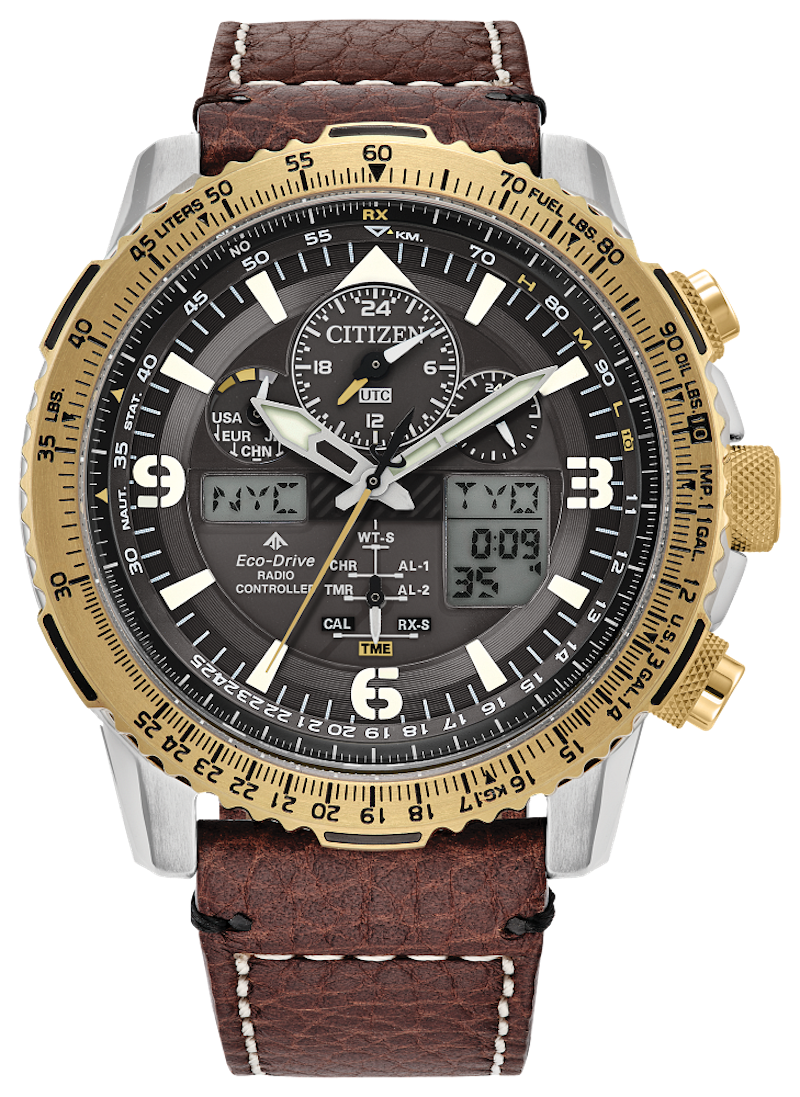 Citizen Promaster Skyhawk  JY8084-09H Perpetual Calendar sapphire crystal 200m WR leather band aviator men's watch