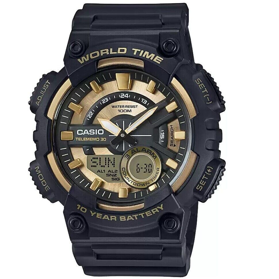 Casio AEQ-110BW-9A 100m WR sport men’s watch World time 10 year battery