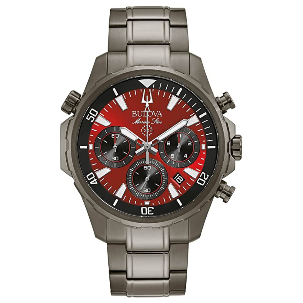 Bulova Marine Star 98B350 43mm 100m WR men’s chronograph stainless steel bracelet