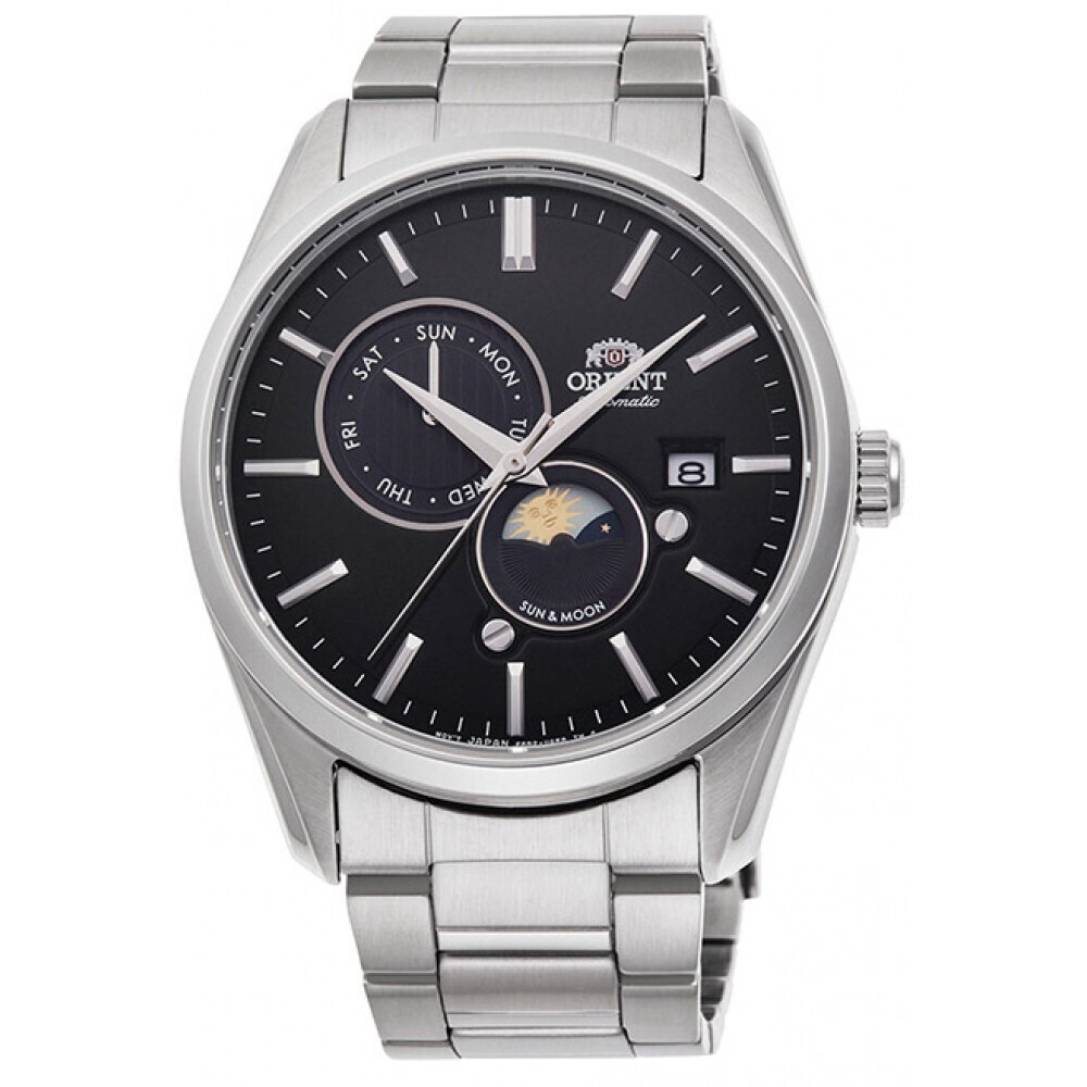Orient Contemporary RN-AK0302B JDM Sun &amp; Moon 41.5mm 50m WR sapphire crystal stainless steel bracelet automatic men’s watch Japan Domestic Market