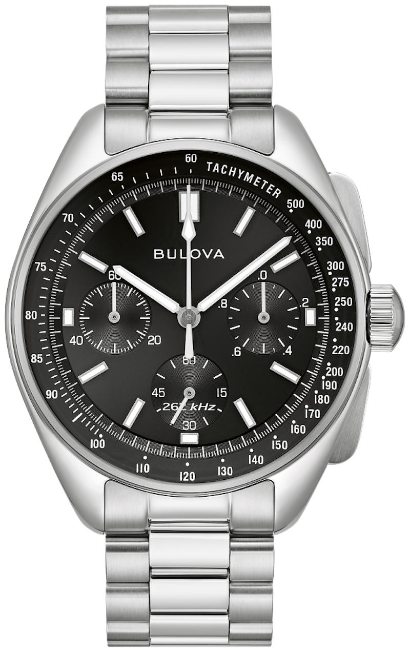 Bulova Apollo Lunar Pilot 96K111 43.5mm 50m WR Special Edition men’s chronograph watch stainless steel bracelet