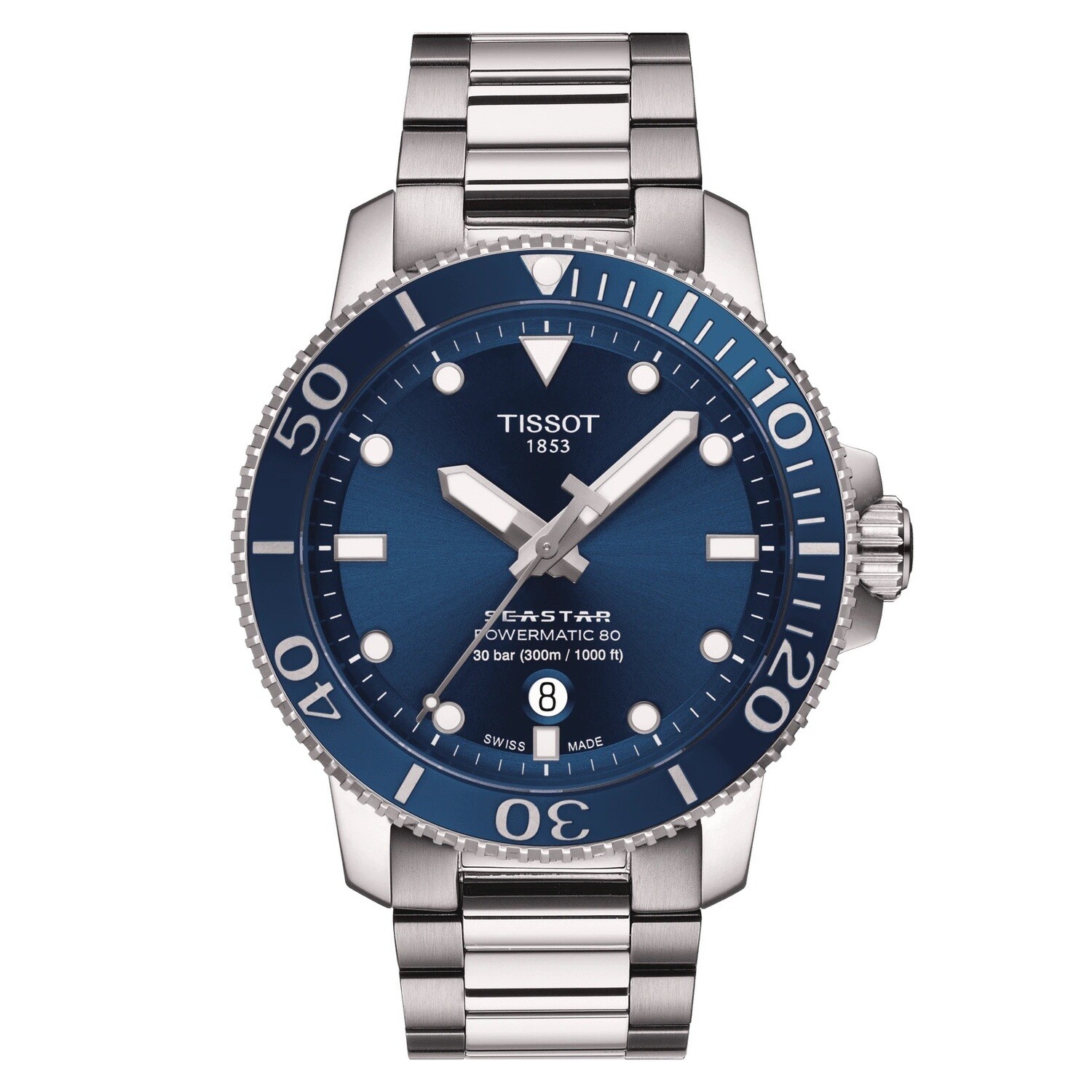 Tissot Seastar 1000 Powermatic 80 T120.407.11.041.03 300m WR sapphire crystal automatic divers men’s watch 80h power reserve stainless steel bracelet