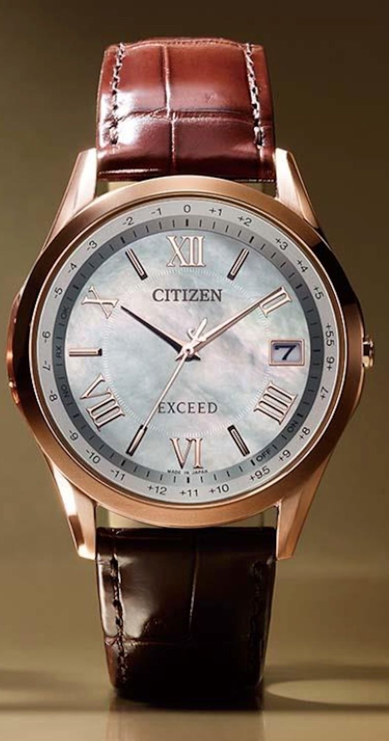 Citizen Exceed CB1112-07W JDM 38mm Titanium case Radio-control Sapphire crystal Crocodrile leather band 50m WR Ecodrive movement (solar or light powered) Japan Domestic Market