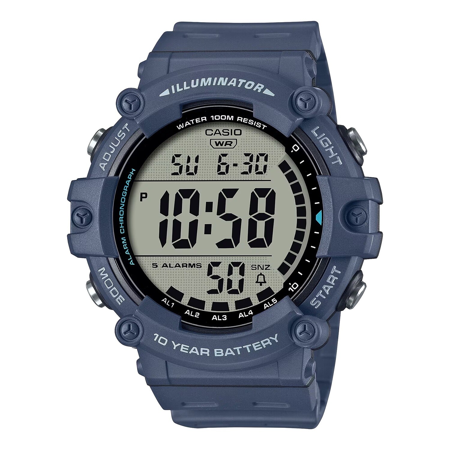 CASIO AE-1500wh-2av 5 alarms 100m WR sport men's chronograph