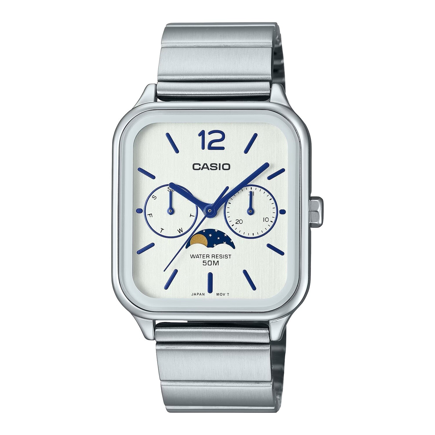 classic men's watch Casio MTP-M305D-7AV  44.5 × 34mm 50m WR Sun and Moon