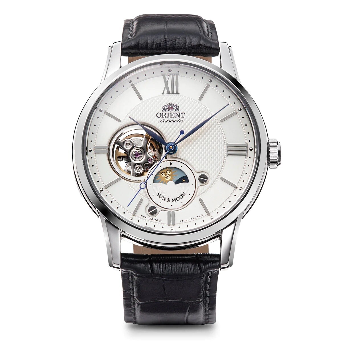Orient Sun &amp; Moon Semi-Skeleton RN-AS0003S JDM 40.5mm 50m WR sapphire crystal automatic men’s watch leather band Japan Domestic Market